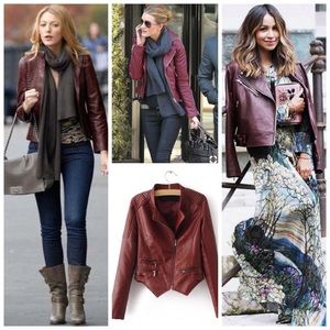 Repost Red Oblique Zipper Asymmetrical Crop Jacket